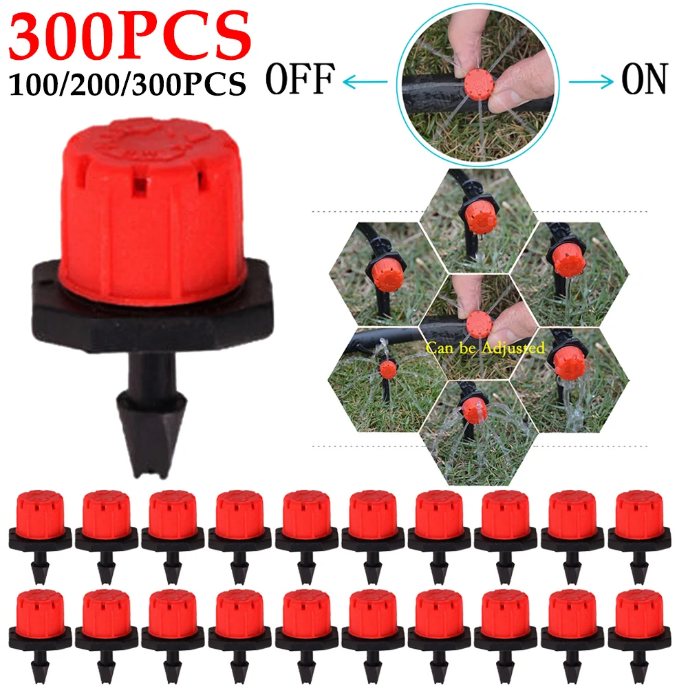 

100-300PCS 4/7mm Adjustable Irrigation Dripper Sprinkler Emitter Dripper Micro Drip Irrigation Sprinkler for Watering System