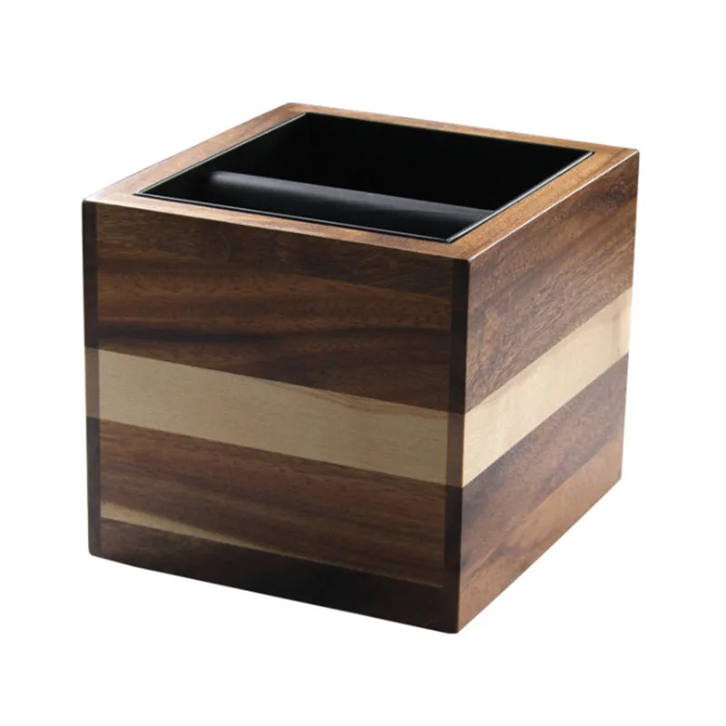 All-in-one coffee storage box, walnut wood waste barrel, split splicing wooden household espresso coffee grounds box