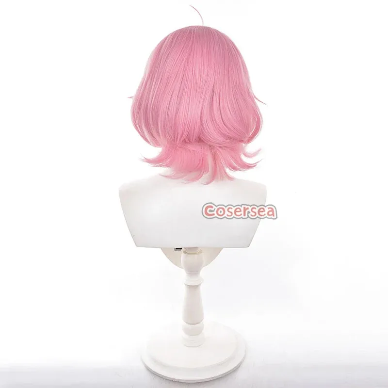 Cosersea Aira Shiratori 코스프레 가발 Dandadan Aira Shiratori 37cm 짧은 스트레이트 핑크 Cos 가발 합성 머리 내열성