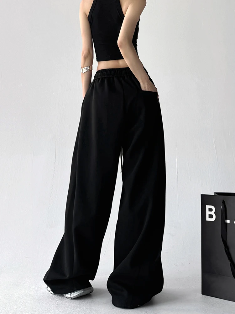 ارتفاع الخصر فضفاض واسعة الساق السراويل النسائية الموز السراويل عارضة الرياضة Sweatpants Dstring مريحة مزيج القطن السراويل