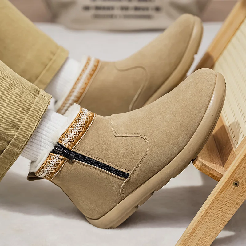 

2025 New Thick Soled Casual Sports Winter High Top with Plush Insulation Retro Casual Cotton Shoes Men's Shoes Large Size