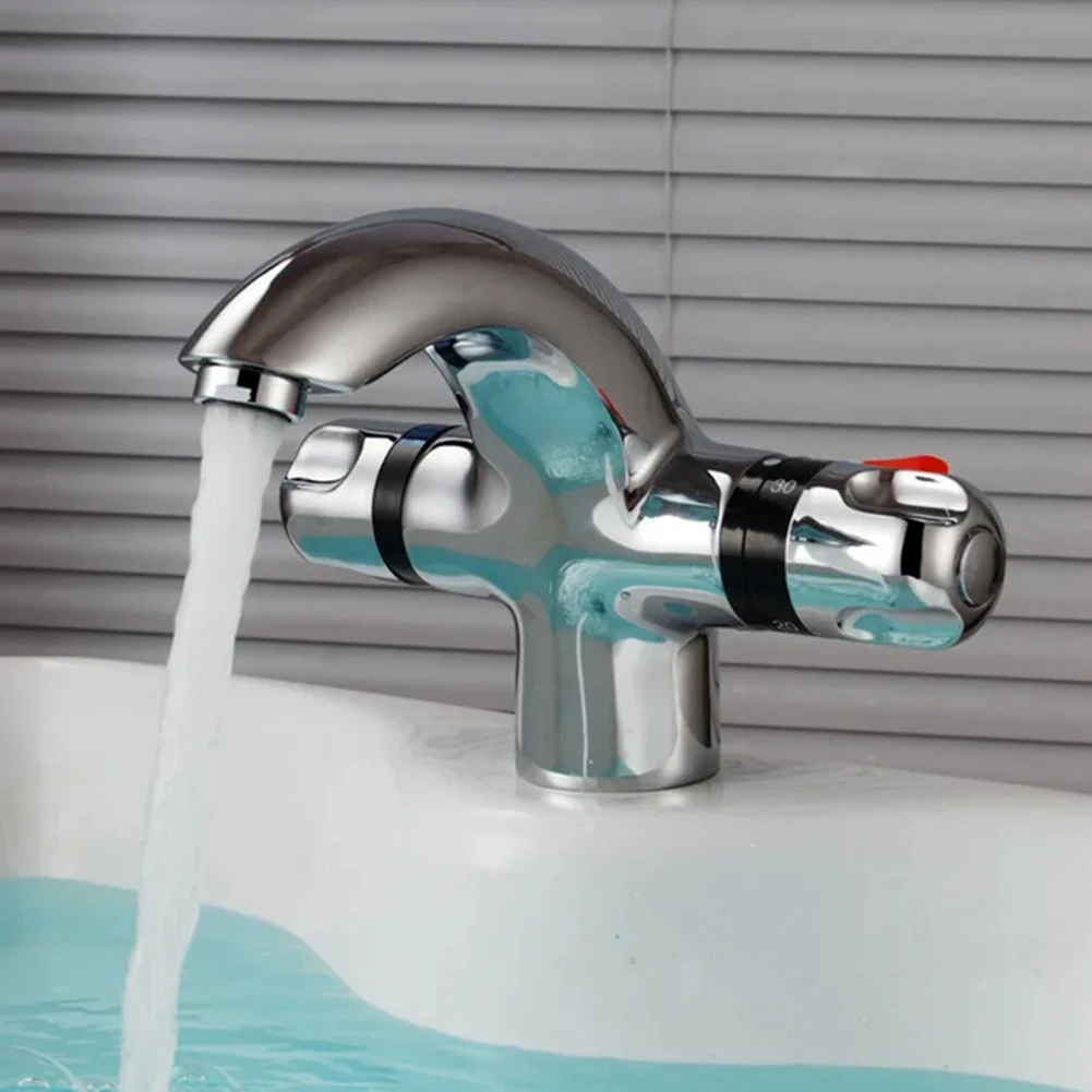 Copper Thermostatic Faucet with Dual G1/2 Inlet Ports and Steady Outlet Temperature Regardless of Input Fluctuations