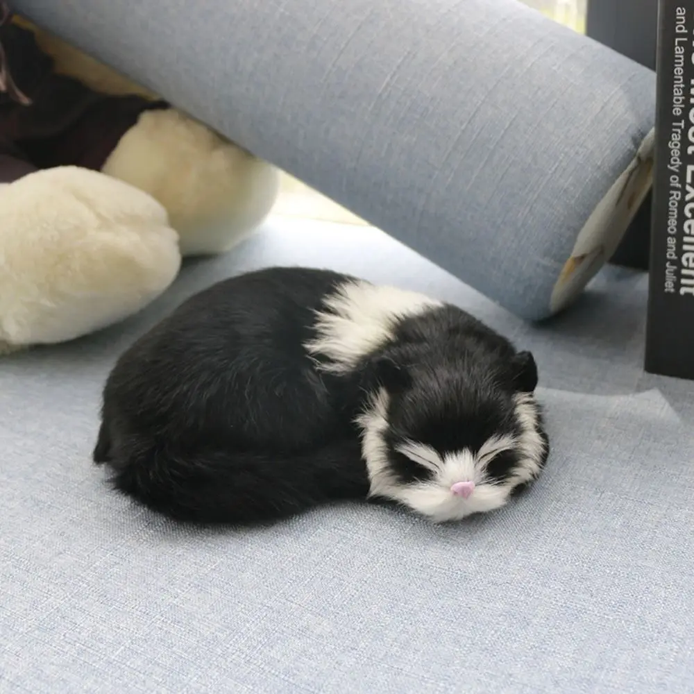 Cute Realistic Simulation Cat Toy Fur Animal Mini Simulation Cat Doll Lifelike Miniatures Plush Sleeping Cats Kids Toys