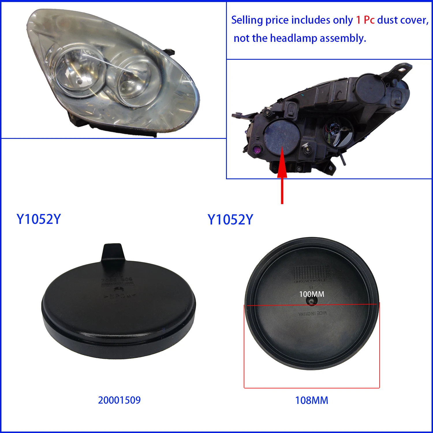 EHLTE 1 Pc Headlight Dust cover For Opel Combo 20001509 42440509 LED Bulb Extended Plug Headlamp Heighten Caps