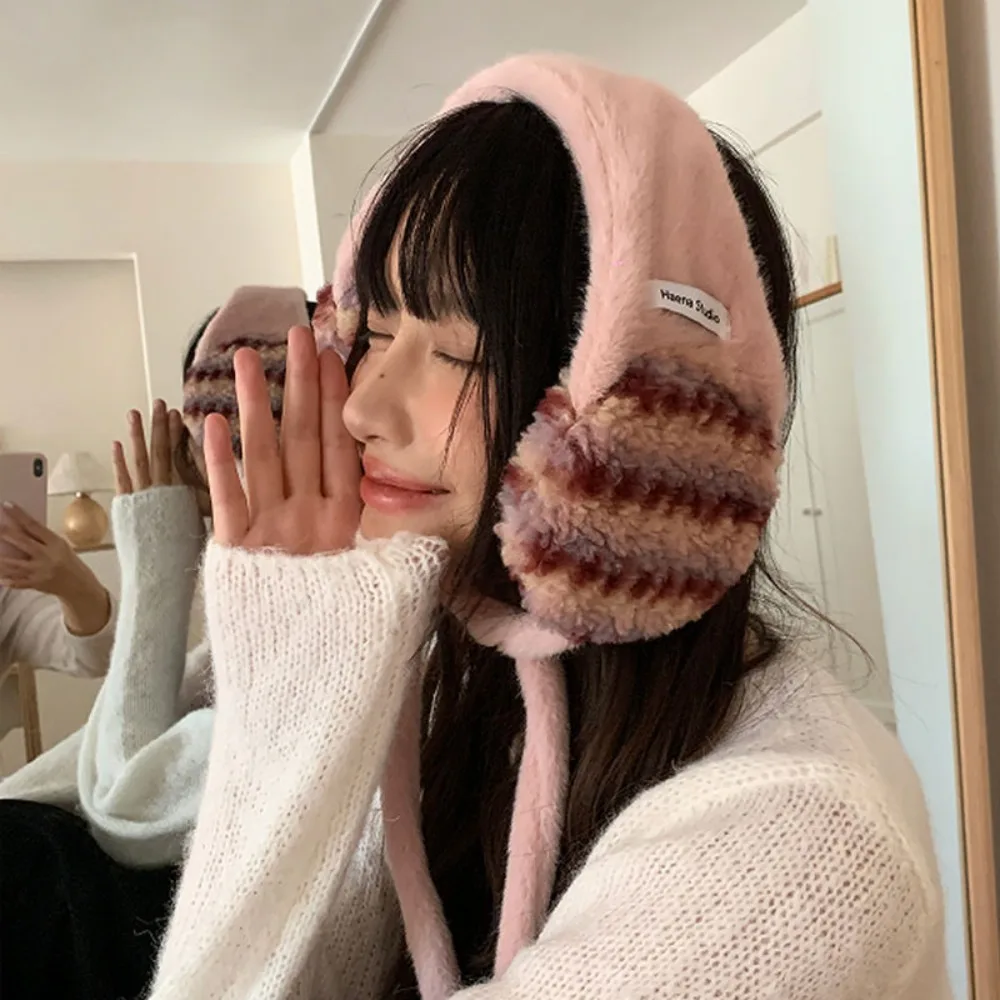 

Trendy Thicken Wool Strappy Ear Muff Solid Color Windproof Knitted Earmuffs Keep Warm Handmade Ear Protection Strap Daily