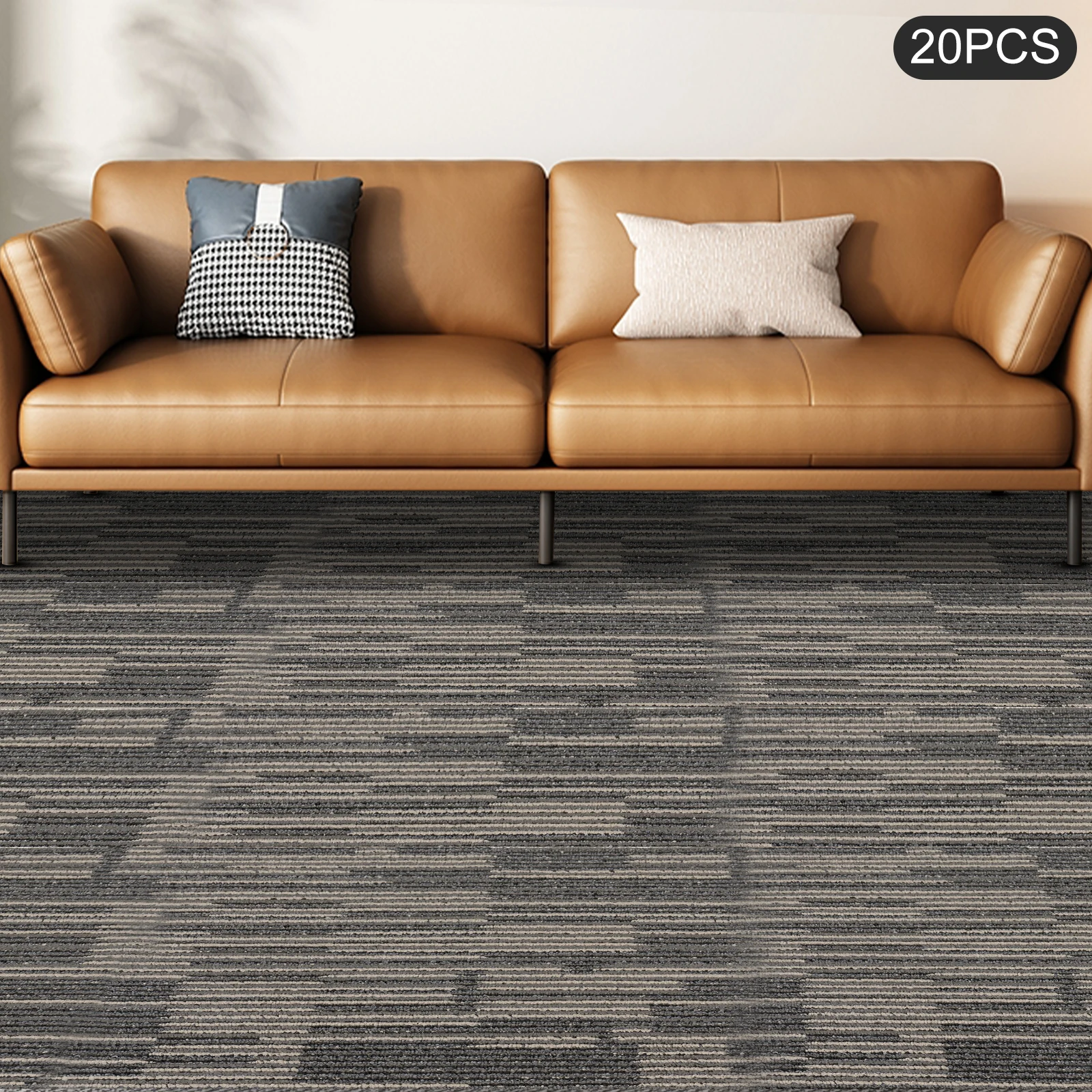 

20Pcs Square Carpets Carpet Tile for Home Decor Dark Grey Textured Peel and Stick Commercial Carpet for Office Bedroom 20x20-in