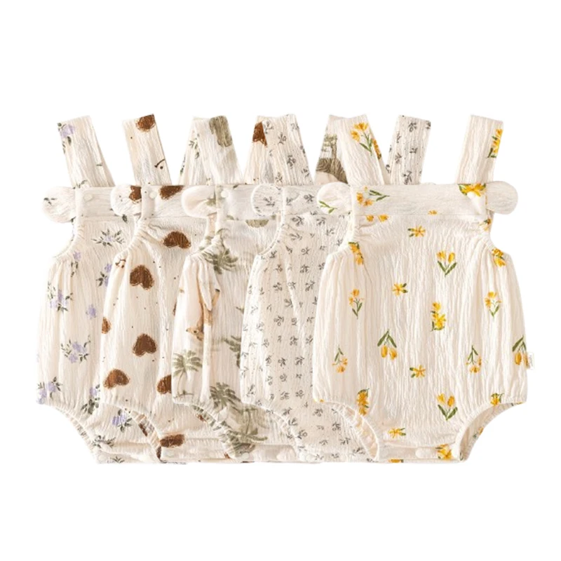 

Summer Infant Girls Onesie 0-24M Children Clothes Baby Girls Bodysuits Flying Sleeve Cotton Print Toddler Baby Girls Jumpsuit