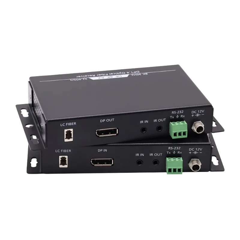 

8K 32G DP to Fiber Converter Extend up to 300m via Single Mode Fiber Supports Bi-directional IR RS232