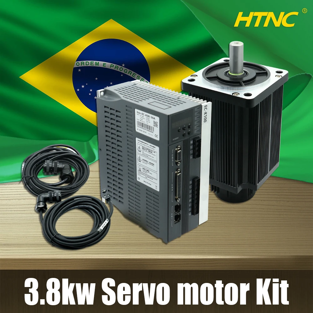 Brasilien exportierte 3,8 kW Servomotor 130SG-M15025 2500 U/min 220 V 15 Nm + Servotreiber mit 5 m Kabeln für CNC, unterstützt Impulse 0–10 V