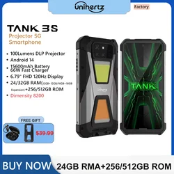 Unihertz 8849 Tank 3s Teléfono móvil con proyector Dimension 8200, Teléfono móvil con pantalla de 120 Hz, 50 MP, cámara de 64 MP, 24+256 GB, 32+512 GB