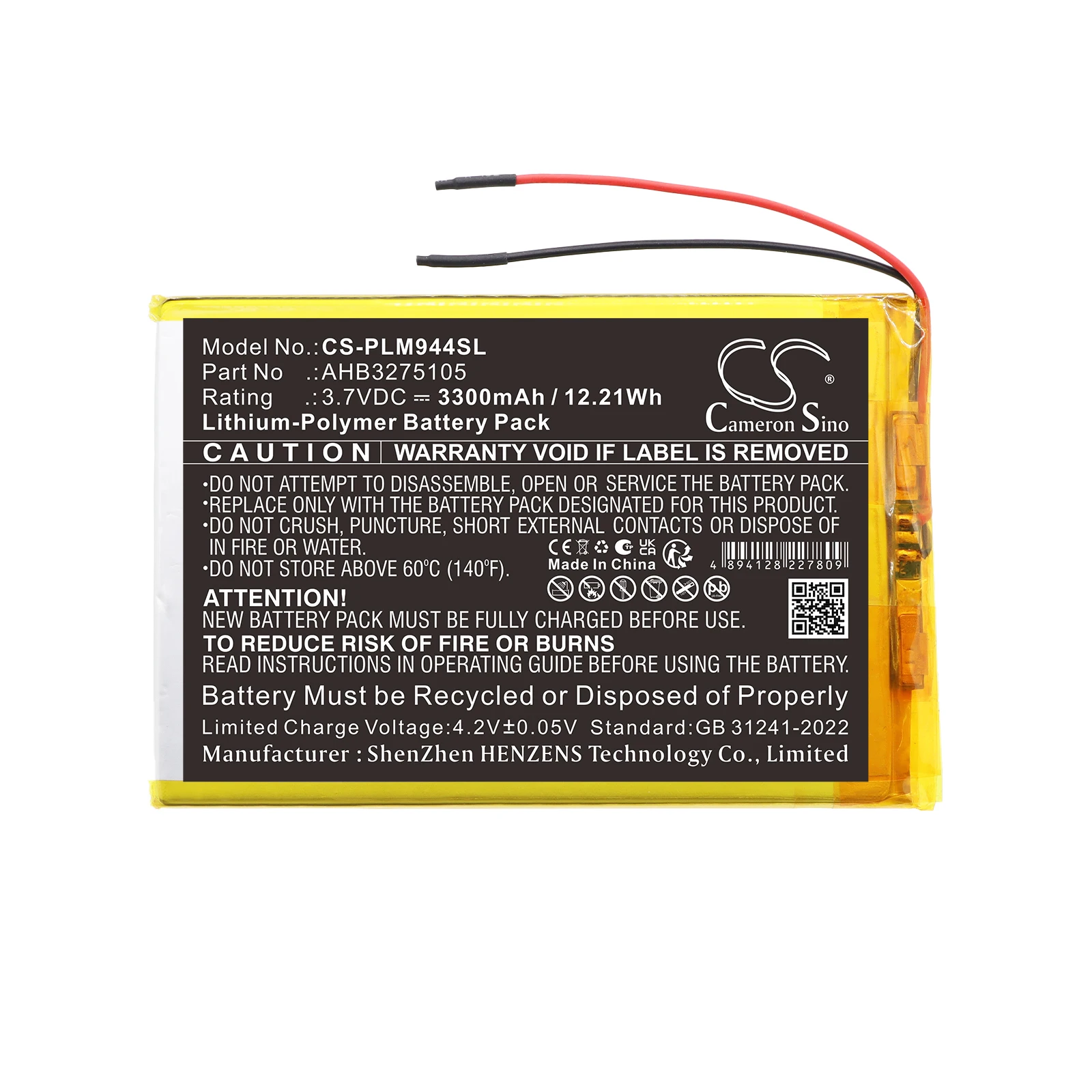 Cameron Sino 3.7V 3300mAh Replacement Tablet Battery AHB3275105 for Polaroid MIDB944PXE