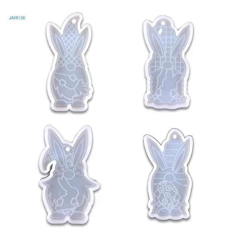 

Easter Gnome Rabbit Keychain Epoxy Resin Mold Keyring Pendant Silicone Mould DIY