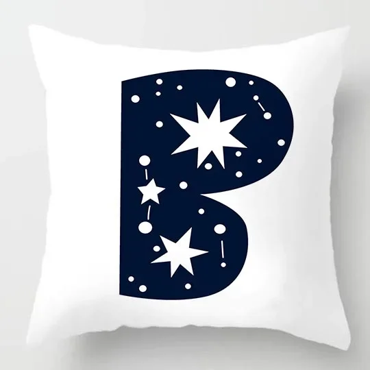 Customizable Home Living Room Sofa Pillowcase Ornament English Abbreviation Blue Star Letter Cushion Pillowcase