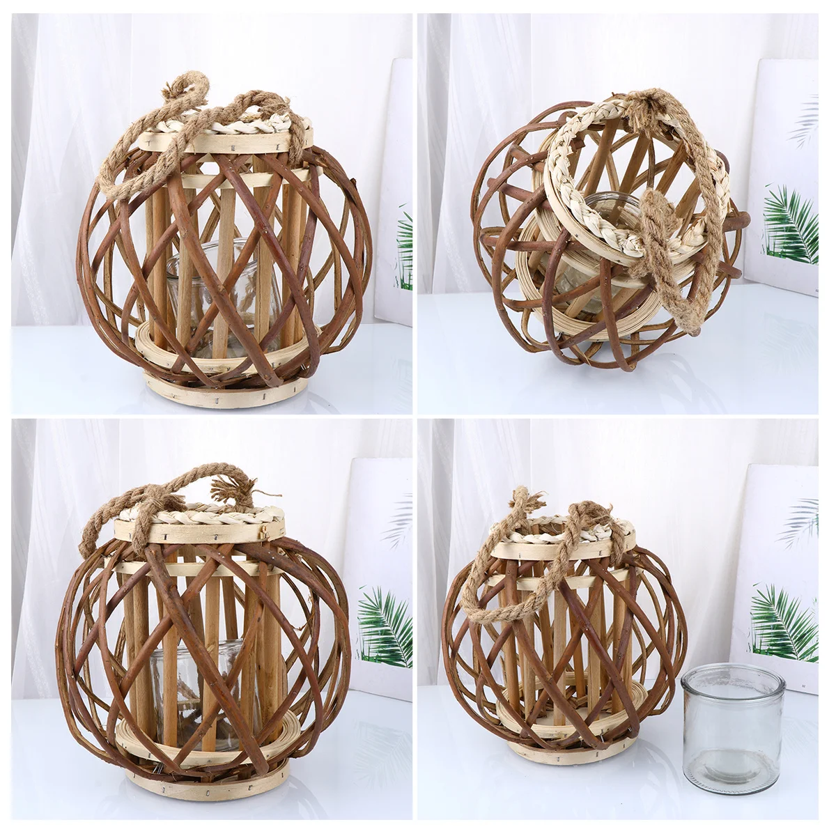 

1Pcs Hemp Rope Holder Wicker Creative Large Wood Color Vintage Decorative for Home Wedding Party Rope Stick