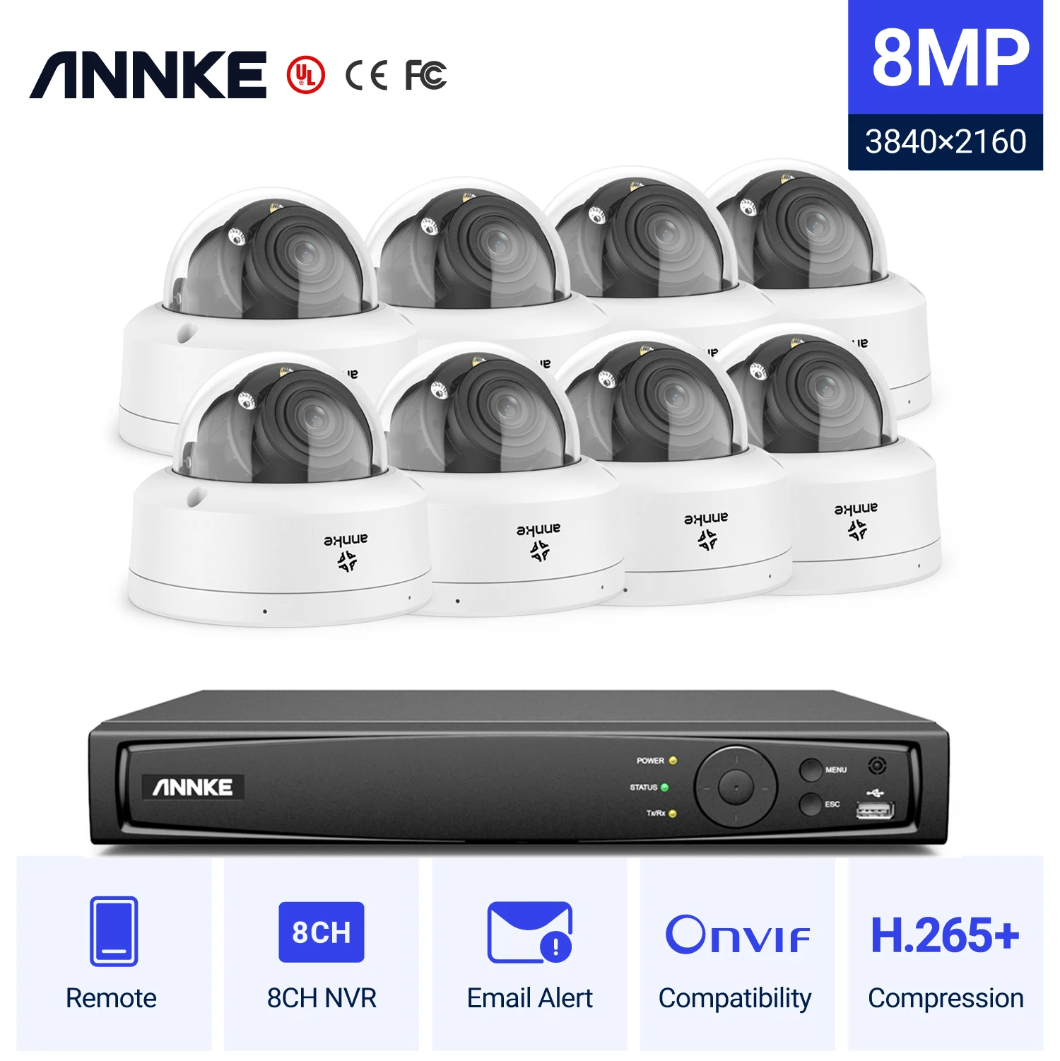 Annke 4k smart dual light super hd poe cctv video überwachung ip überwachungs kamera 2,8-12mm h.265 ip kamera menschliches fahrzeug erkennen