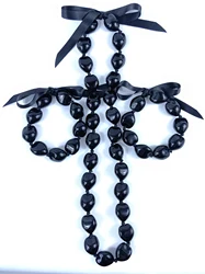 3 pc Set  Black  Kukui Nut Lei  Black Bracelet  Graduation Lei  Kukui nut necklace Hawaiian beach party decorations