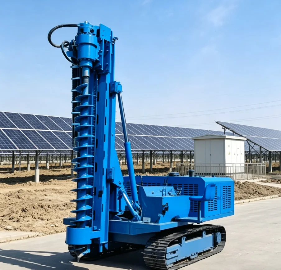 360° Rotation Solar Post Driver Machine Photovoltaic Solar Pile Driver with Pump and Engine Hydraulic Drilling Rig