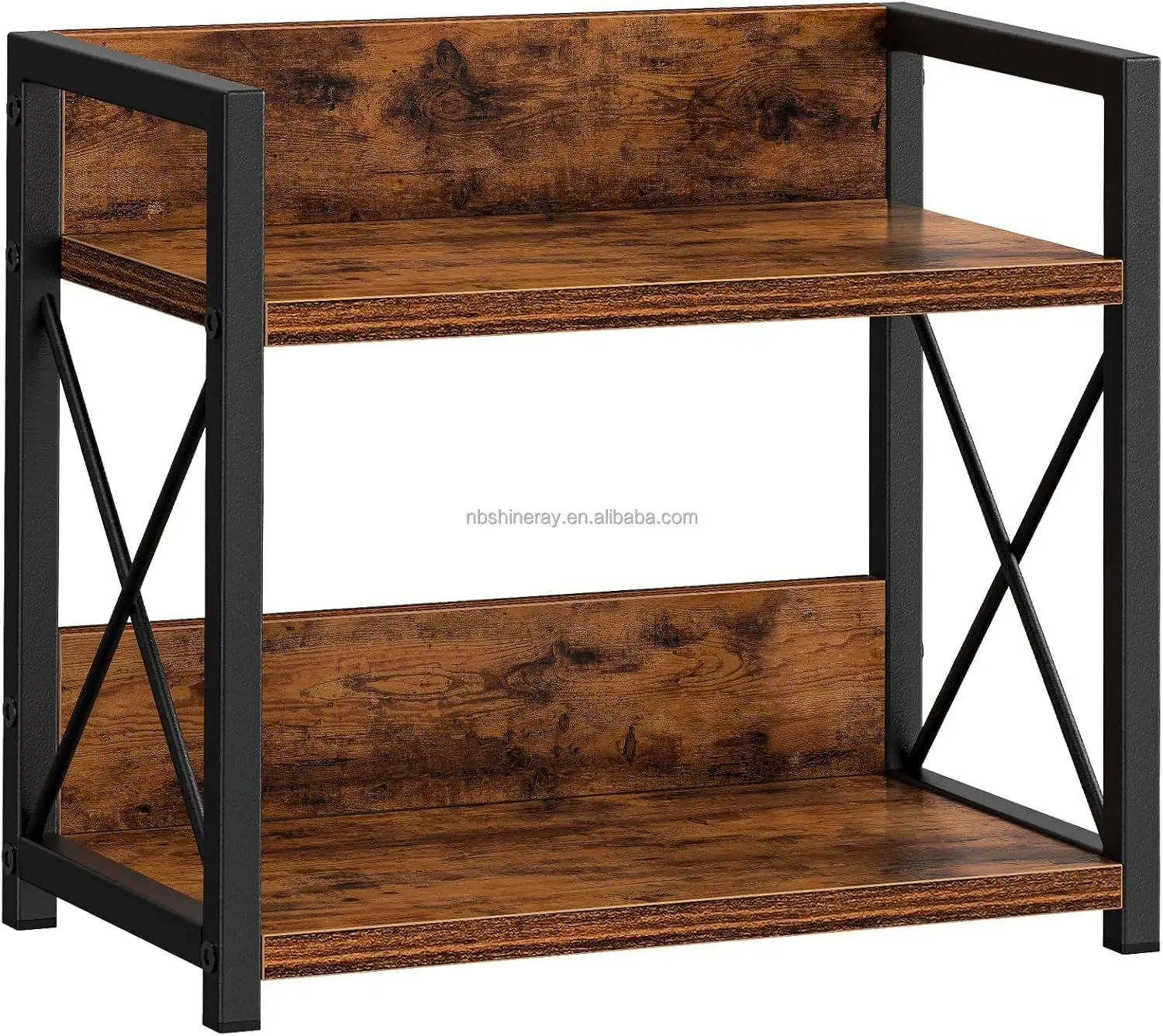 Double Tier Heavy Duty Brown Wood Classic Multifunctional Kitchen Spice Rack Coffee Counter Top Organizer Standing Shelves Easy