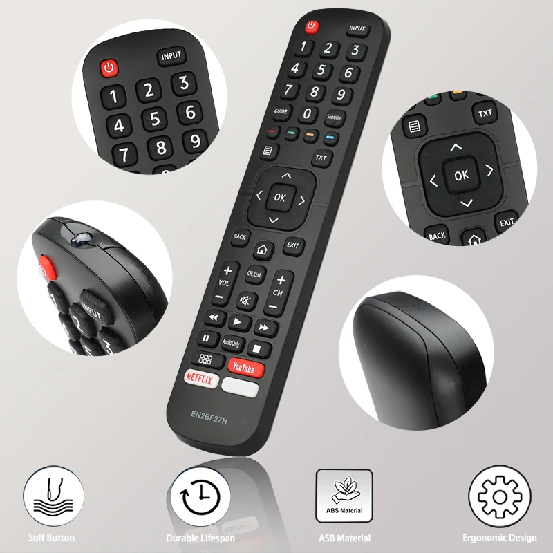 For EN2BF27H Hisense-TV-Remote-Control-Replacement With YouTube Netflix Buttons, For Hisense TV H43A6120 H55A6120 H58A6120