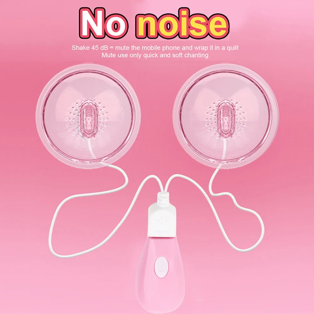 Three head suction vibrating nipple breast augmentation device breast pump female tongue licking massage masturbator