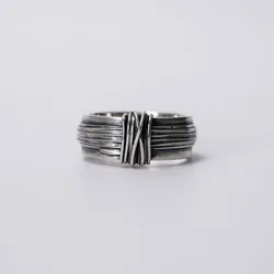 Vintage Brushed Wrapped Multi Lines Ring For Men Jewelry Personalized Opening Ring 925 Silver Male Index Finger Accessores Gift