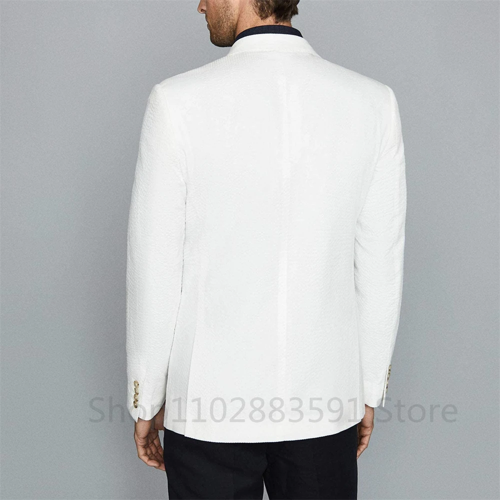 Elegant Suits for Men Ivory Fashion Peaked Lapel Double Breasted Blazer Only Prom Party Wedding Formal Tuxedo Slim Fit 1 Piece