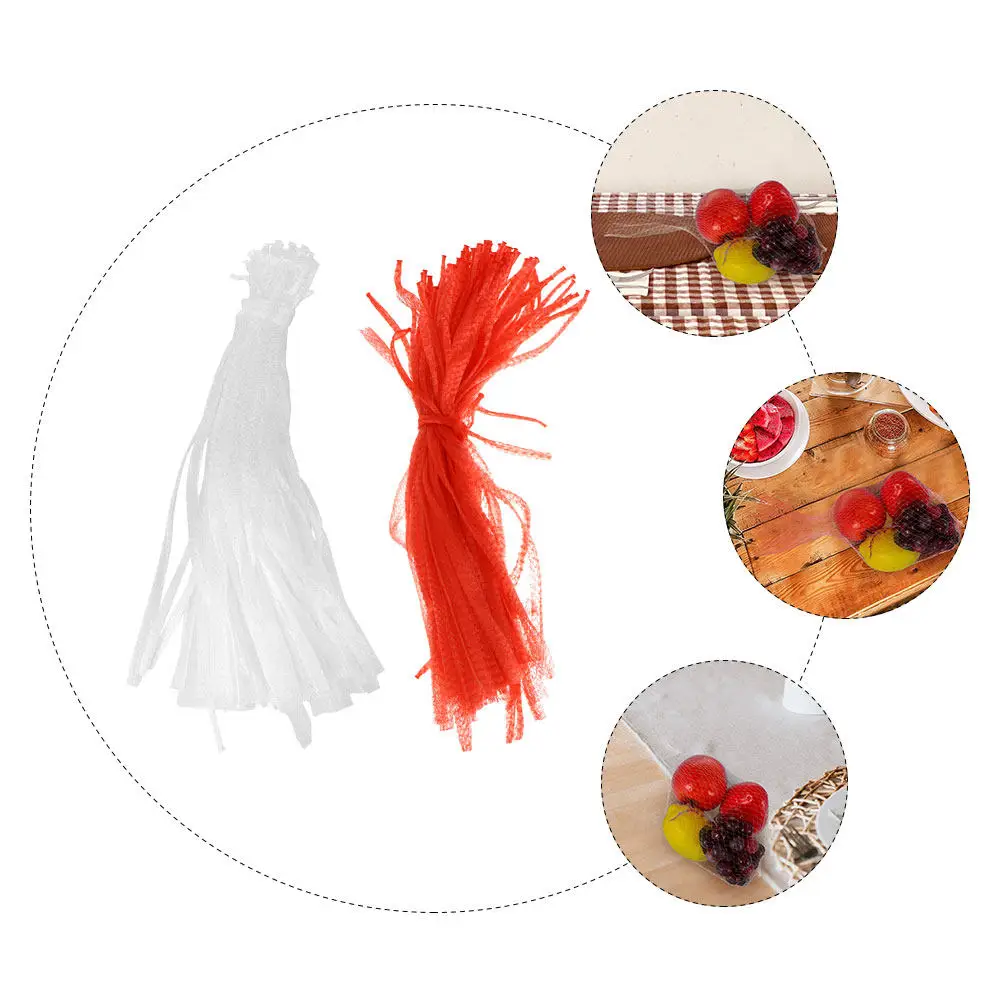 200Pcs Fruit Vegetable Mesh Bags Reusable Breathable Produce Storage Bags for Onions Potatoes Garlic Ginger in Fridge Kitchen