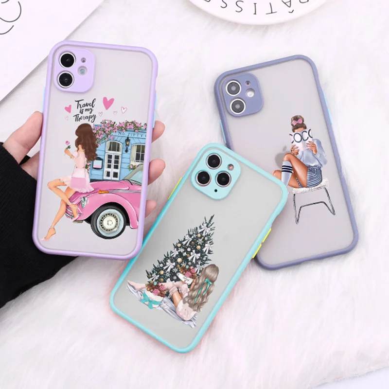 Fashion Beautiful Girl Case For iPhone 16 7 8 Plus SE2 14 15 13 12 11 16 Pro Max Phone Cover For iPhone X XR XS Shockproof Cover