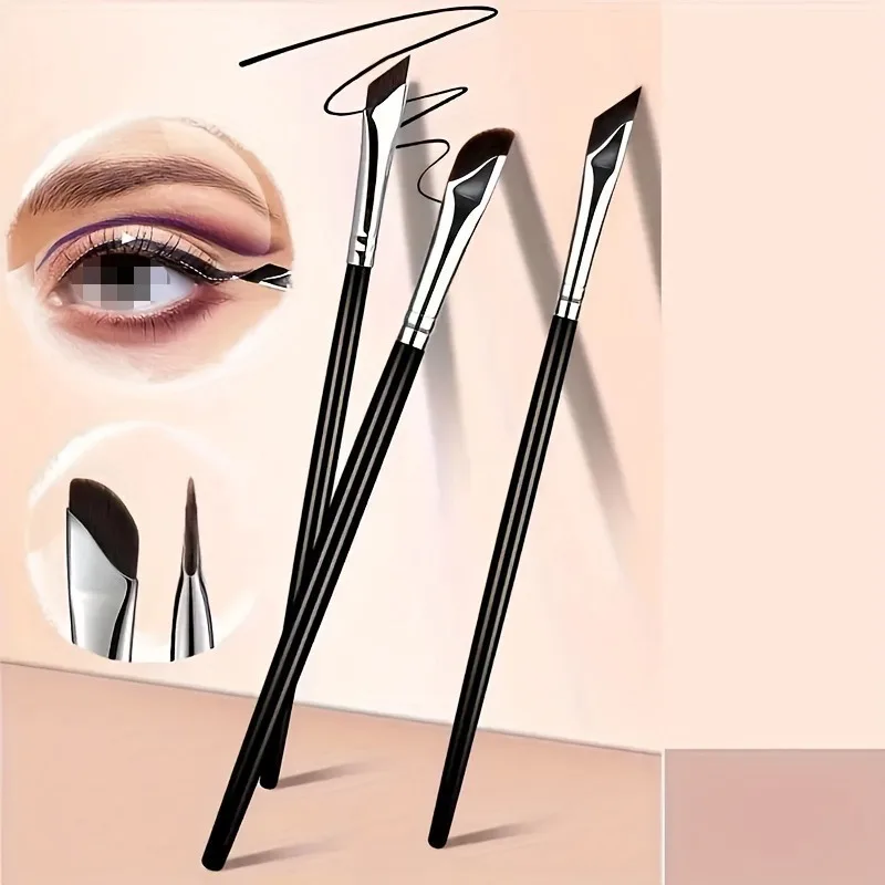 5Pcs Eye Makeup Brush Set, Oblique Flat Blade Eyeliner Brush Sickle-Shaped Angled Eyebrow Brush for Eye Makeup