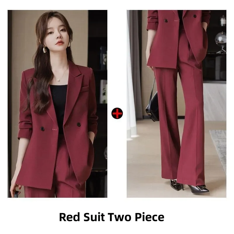 Jaket blazer kasual wanita, Blazer Set jas profesional elegan Korea dua potong musim gugur 2024