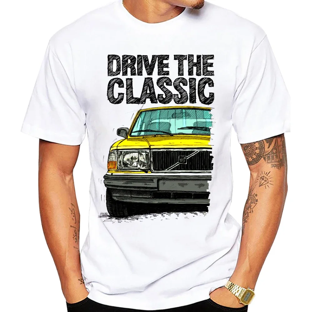 Retro Old Classic Volvoes 240 90's Model T-Shirt Summer Men Short Sleeve Hip Hop Boy Casual Tshirts Turbo Wagons Car White Tees