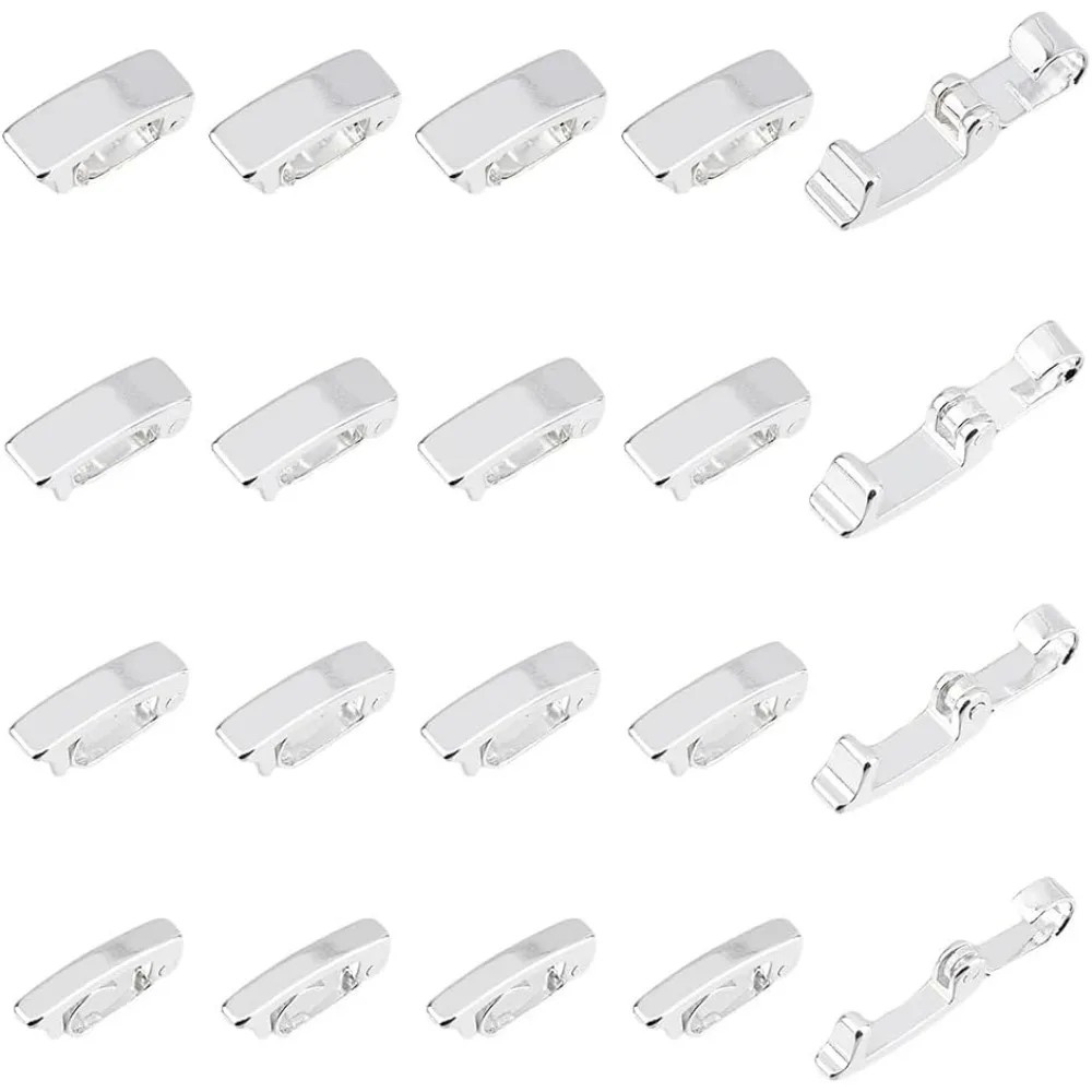 40Pcs 4 Sizes Fold Over Clasps Brass Bracelet Necklace Extender 925 Sterling Silver Plated Watch Band Clasps making kit