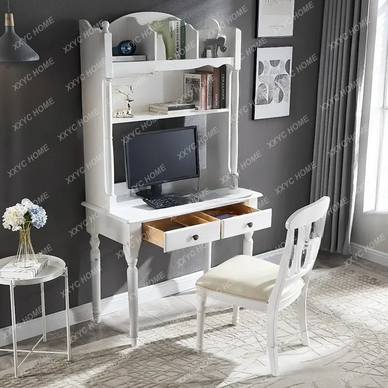 XX All solid wood desk combination white computer desk for student home learning
