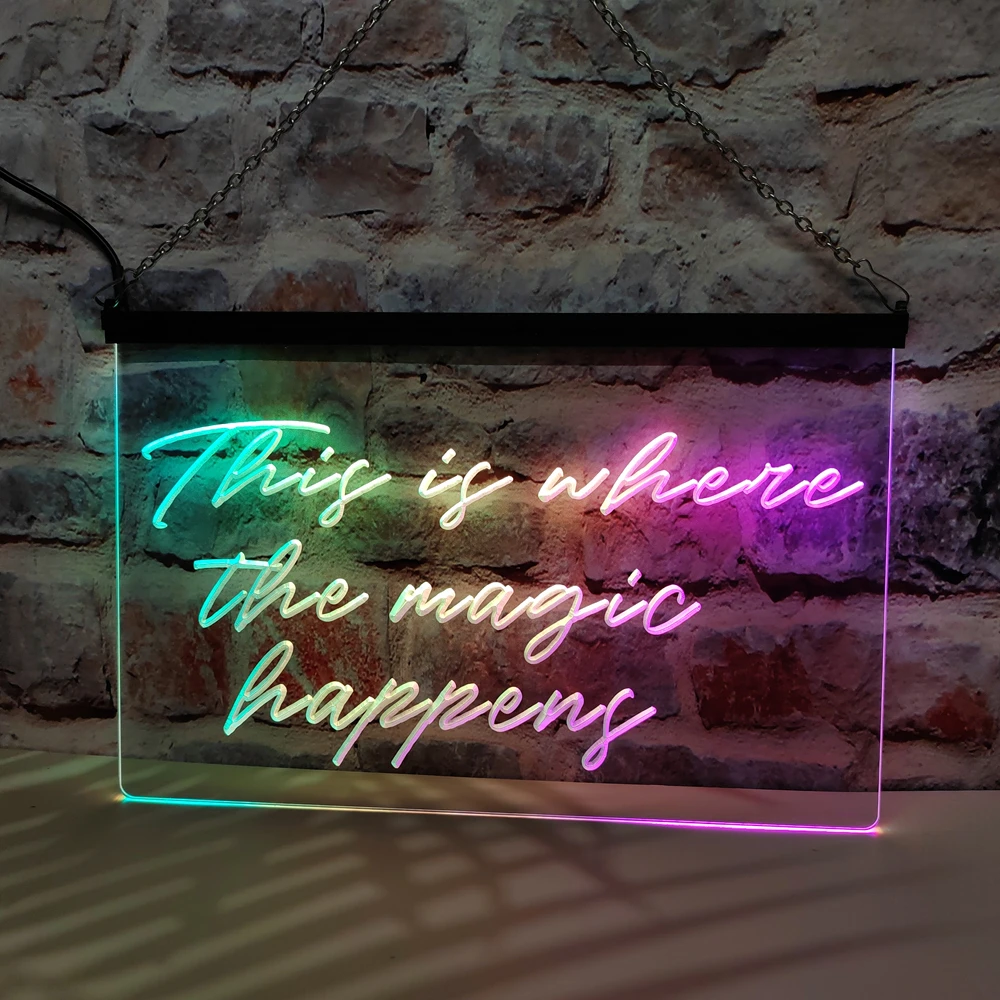 This Is Where The Magic Happens-LED Neon Sign Featuring Colorful Flowing Effect,Perfect for Home Decoration and Creating Party