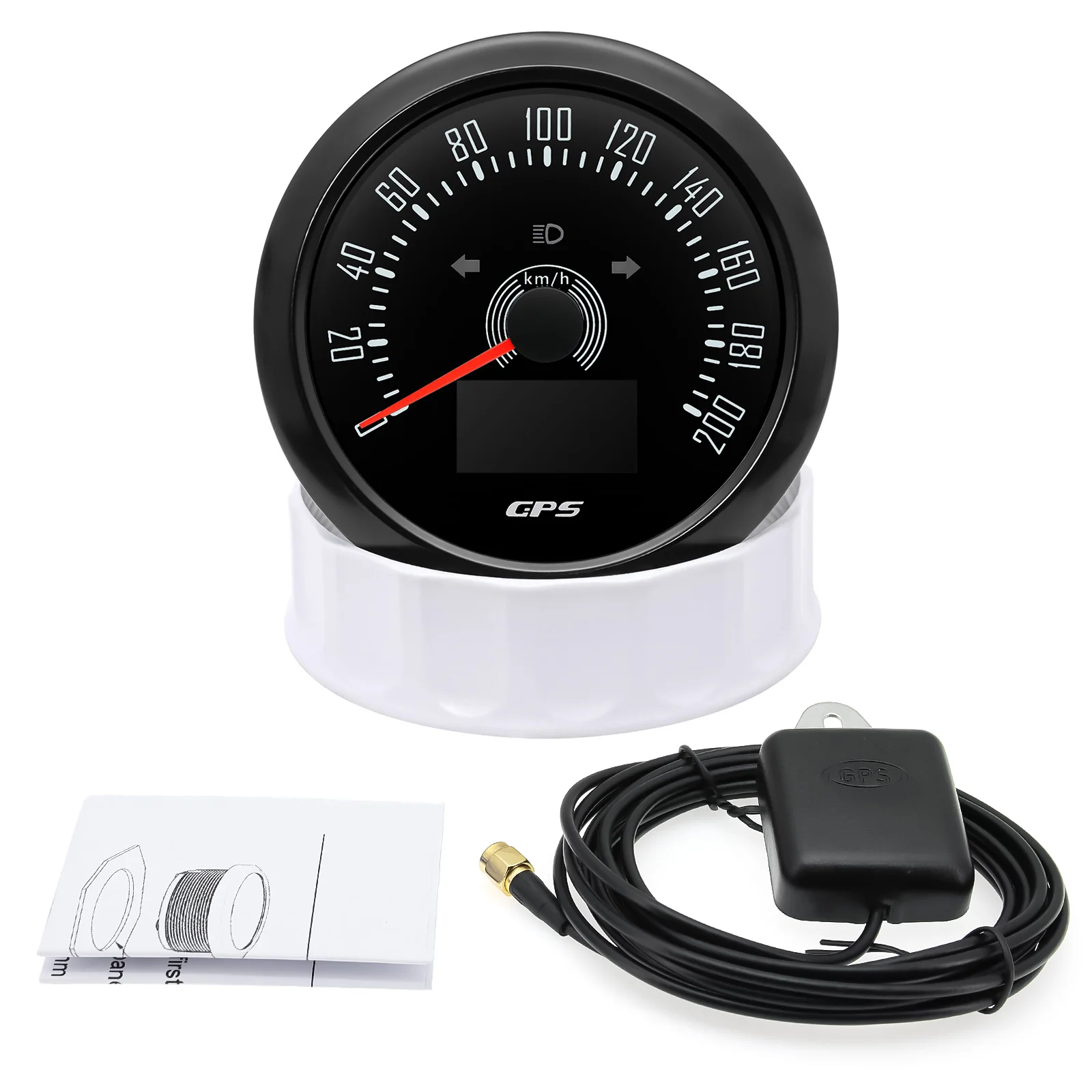 85Mm Digitale Gps Snelheidsmeter 0-160Mph 0-200kmh Snelheidsmeter Met Gps Antenne Voor Auto Marine Boot 7 Kleur Backlight Snelheidsmeter