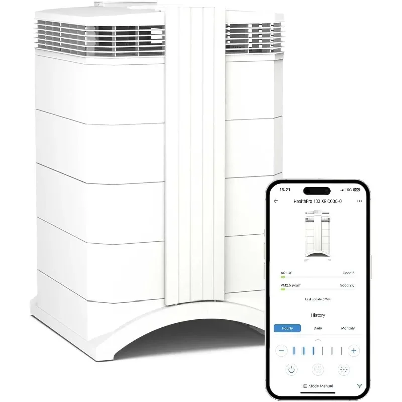 IQAir HealthPro Compact XE Air Purifier - Compact HyperHEPA Fration for Rooms up to 1240 sq ft - Allergens, Smoke, Dust