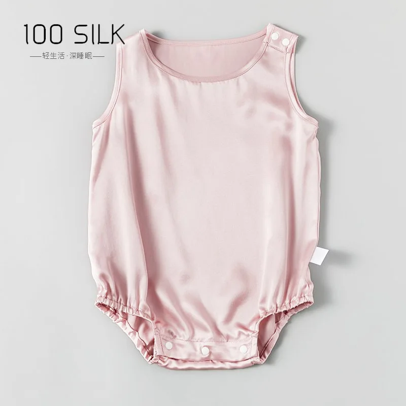 BirdTree, 6A 19MM 100%Real Silk Baby Bag Buttocks Tops, Newborn Comfortable Soft Home One-Piece Garment, 2024 Summer P47030QC