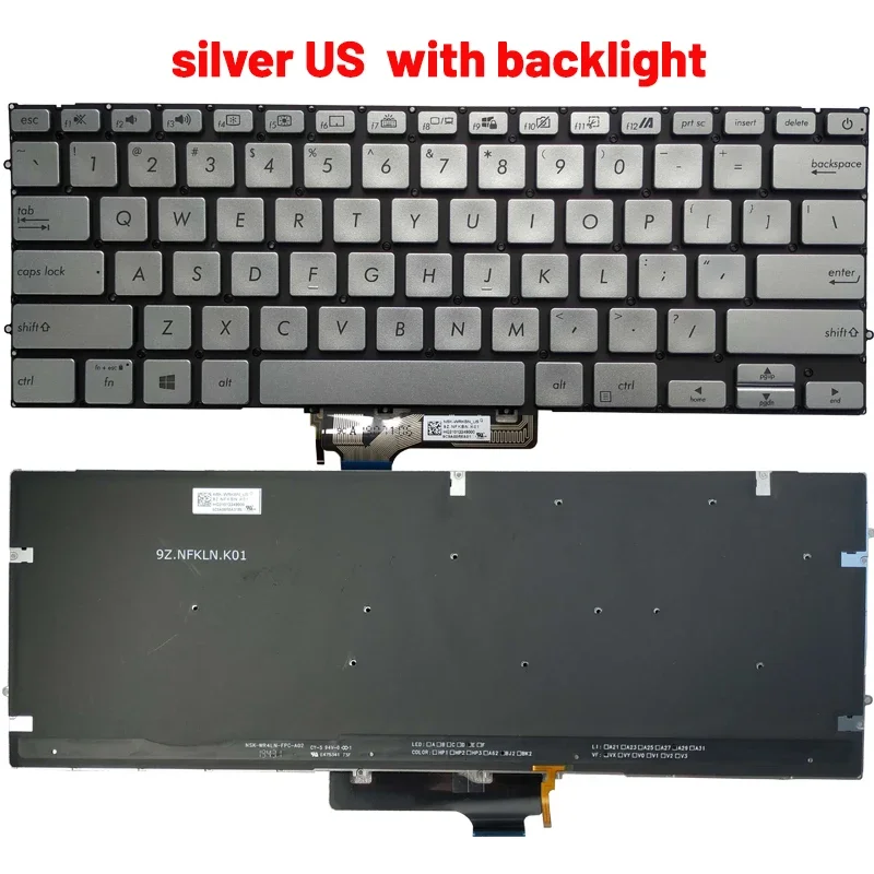 NEW Russian/US Laptop Keyboard For ASUS ZenBook UX431 X431 V431 K431 S431 X431FAC UX431U UX431F U4500F with backlight