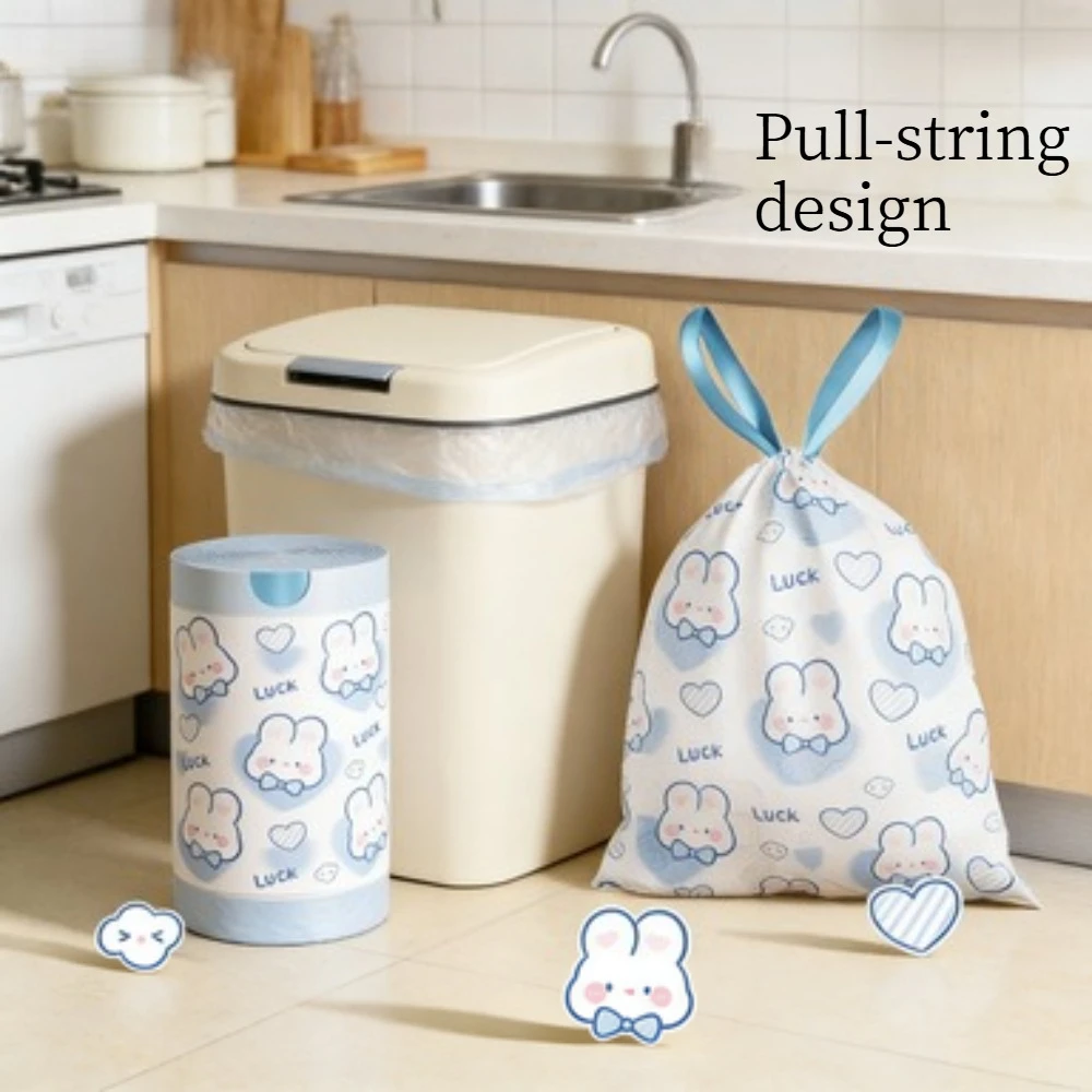 

Trash Bags 100 Count Solid Color, Cute Blue Heart Rabbit Design – Leak Proof Drawstring Bags for Bedroom, Dorm & Kitchen