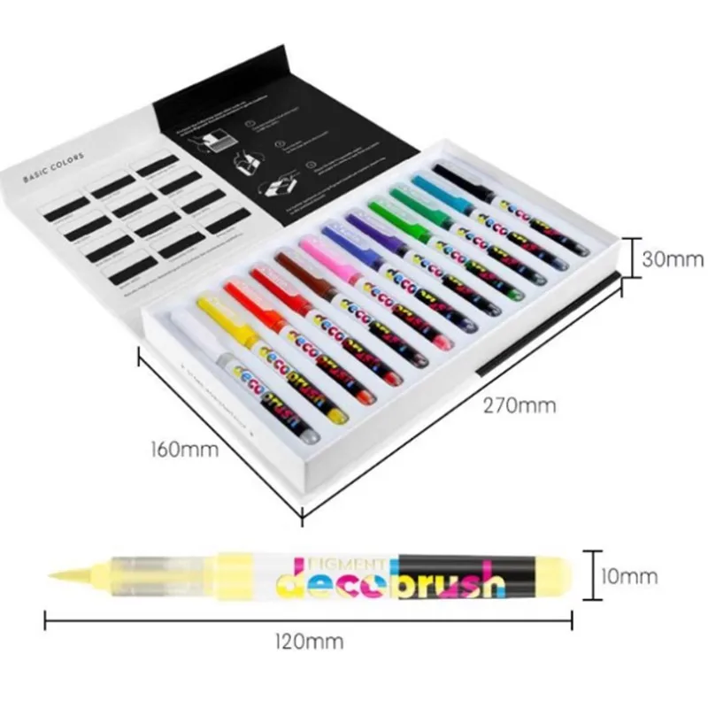 Primary Colour 12color Soft-head Acrylic Marker Set Master Hand-painted Ceramic/glass/paper Drawing Design Art Graffiti Ink