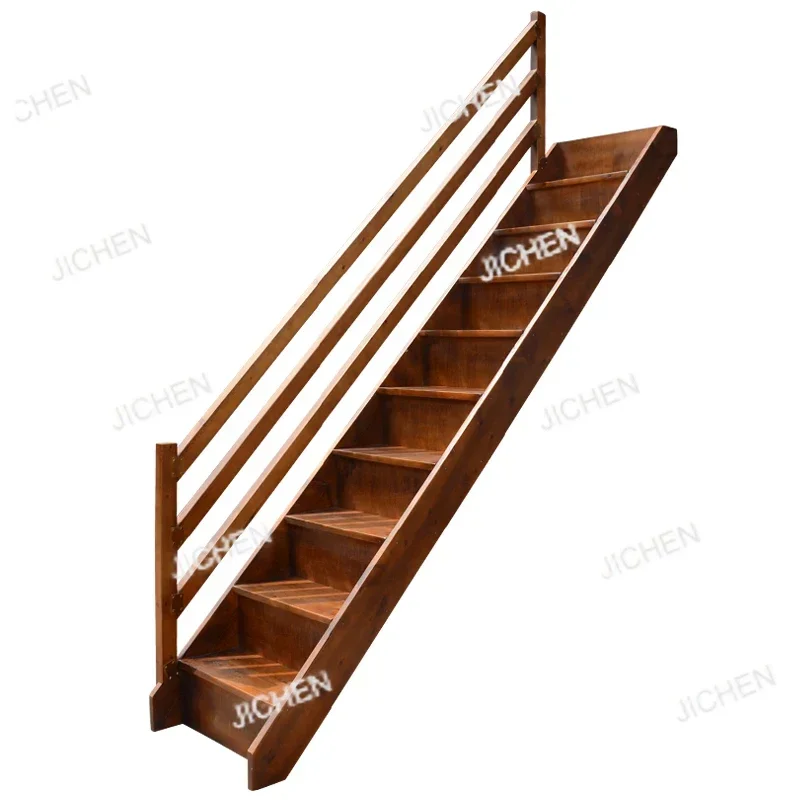 HV Household Attic Stairs Household Indoor Solid Wood Ladder Whole Staircase Wooden Escalator Climbing Ladder Luxury