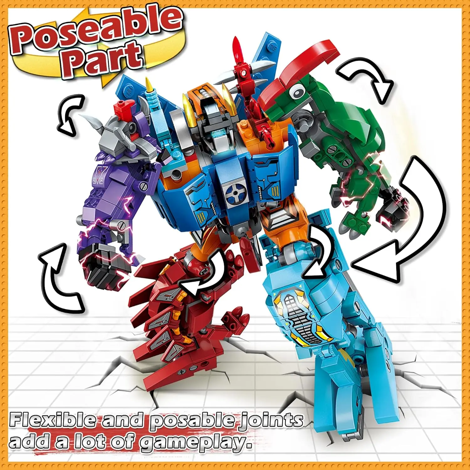 Jurassic Dinosaur Toys for Kids, Creator 6in1 Transformer Building Toys, Action Figure Birthday Gifts Idea for Kids