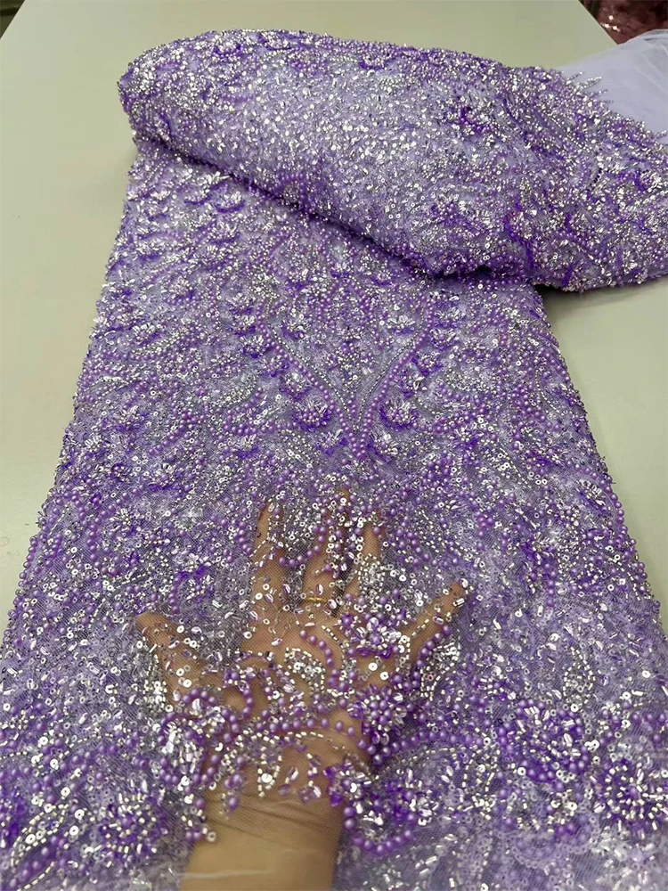 High-End Handmade Beaded Lace Fabric, France Sequins Embroidery, 3D Beads,  Nigerian Bridal Mesh Lace Fabric for Sewing, Y6218 - AliExpress 15