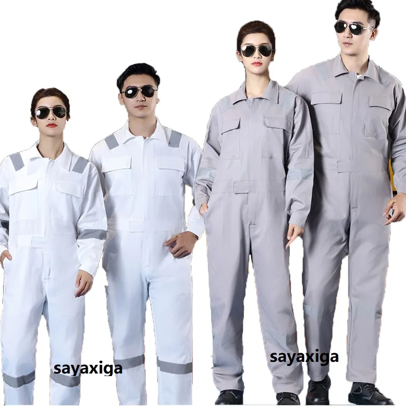 Workshop machine Staff repair crew one-piece Overall reflective Hi vis work coveralls Cotton workwear breathable Protection suit