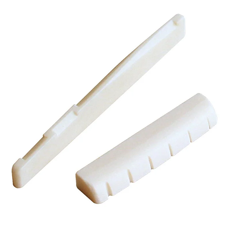 

ABJM-8X 6 String Acoustic Guitar Bone Bridge Saddle And Nut And 48Pcs Ebony Guitar Bridge Pins White+Black