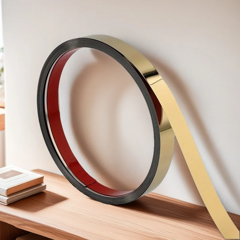 شريط زخرفي مسطح من الفولاذ المقاوم للصدأ بطول 2.5 متر، خط معدني لجدار الخلفية، شريط خصر من التيتانيوم، شريط مسطح. #4