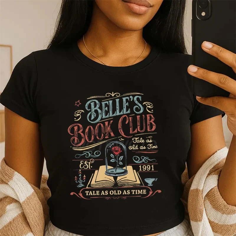 

Book Club Short Sleeve Tshirt Crop Tank Tops Girl Clothing Book Lover Harajuku Fashion Clothes Fan Gift Cotton Casual Tops