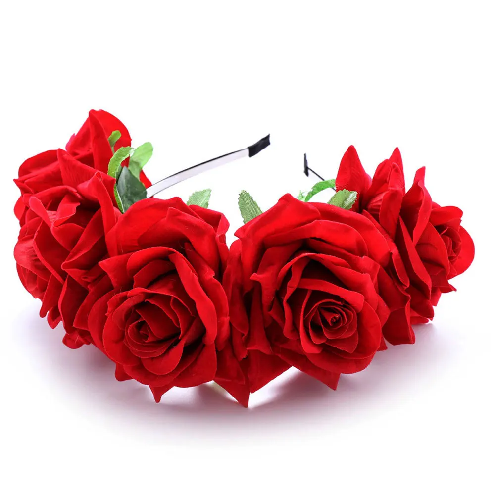 

Elegant Floral Hair Hoop Rose Design Women Party Headband for Wedding Holiday Costume Events Photo Prop Red Rose Hair Hoop