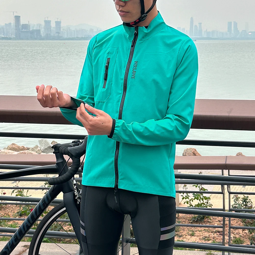 WOSAWE Reflective Cycling Jacket Men MTB Bike Bicycle Jacket Windproof Waterproof Sports Running Windbreaker Jackets