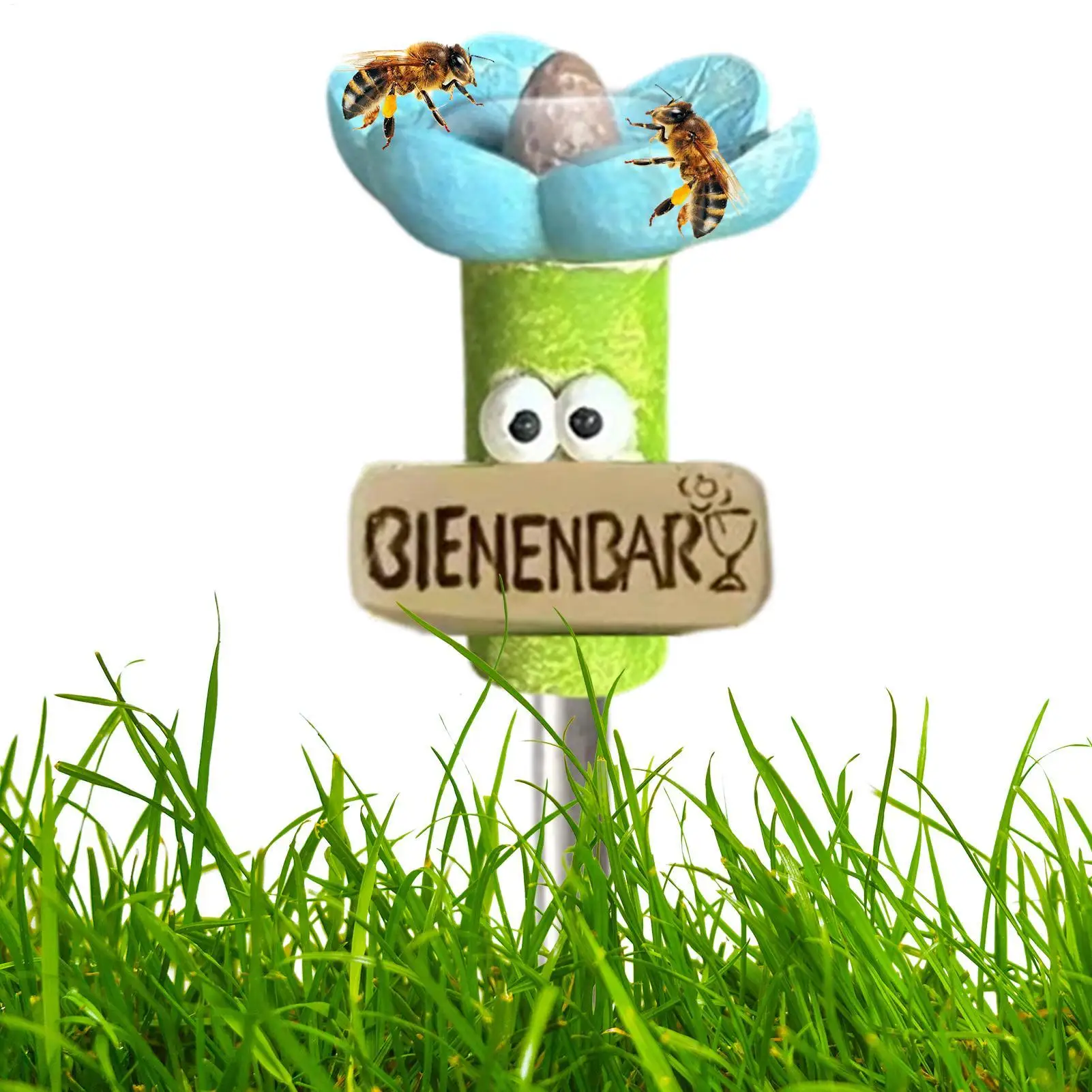 Bienen-Wasserstation, Bienen-Wasserspender, Bunter Schmetterlings-Bestäuber, Elegante Metall-Gartenskulptur, Deko-Stecker für den Garten
